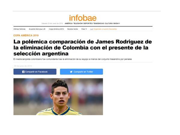 Así tituló Infobae la nota sobre la declaración de James.