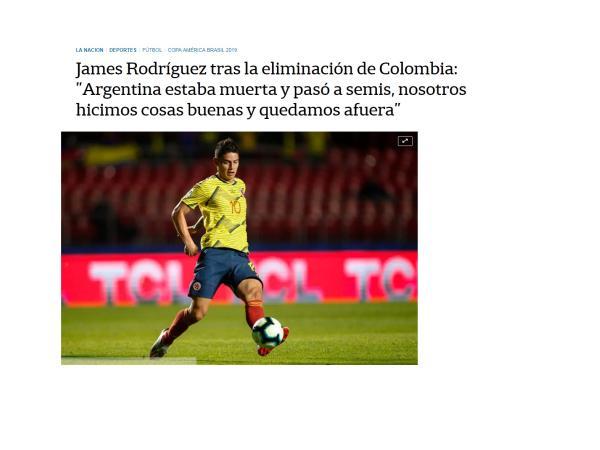 La Nación se refirió a las declaraciones de James.