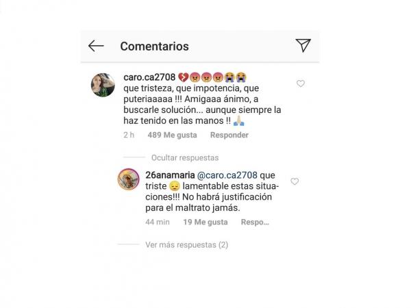 Mensajes de apoyo a Daniela Cortés, expareja de Sebastián Villa.