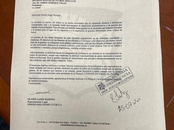 Equipos que piden renuncia de Jorge Enrique Vélez