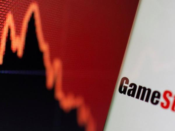 BBC Mundo: Combinación del logo de GameStop con una curva financiera