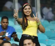 Las hinchas de Colombia se tomaron el estadio Morumbí para alegrar desde las tribunas.